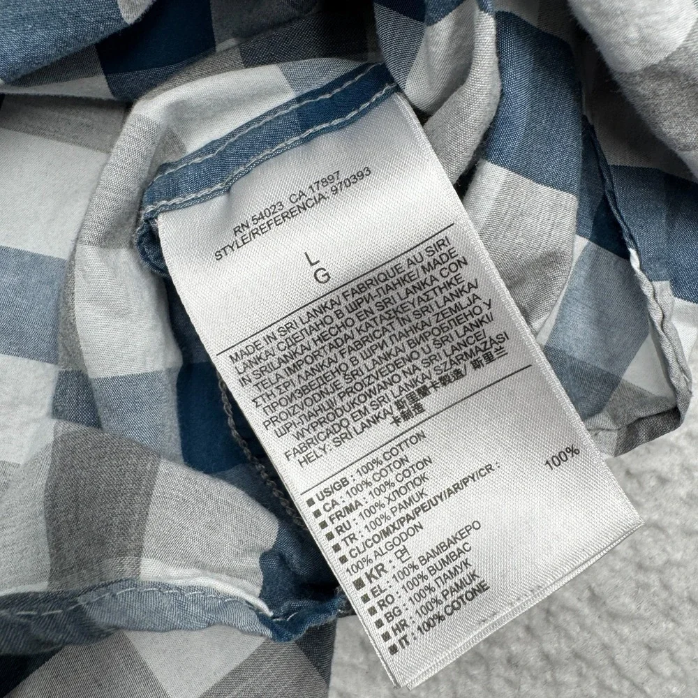 Banana Republic‎ Tailored Slim Fit Plaid Button Up L/S Blue Shirt Men's Size L